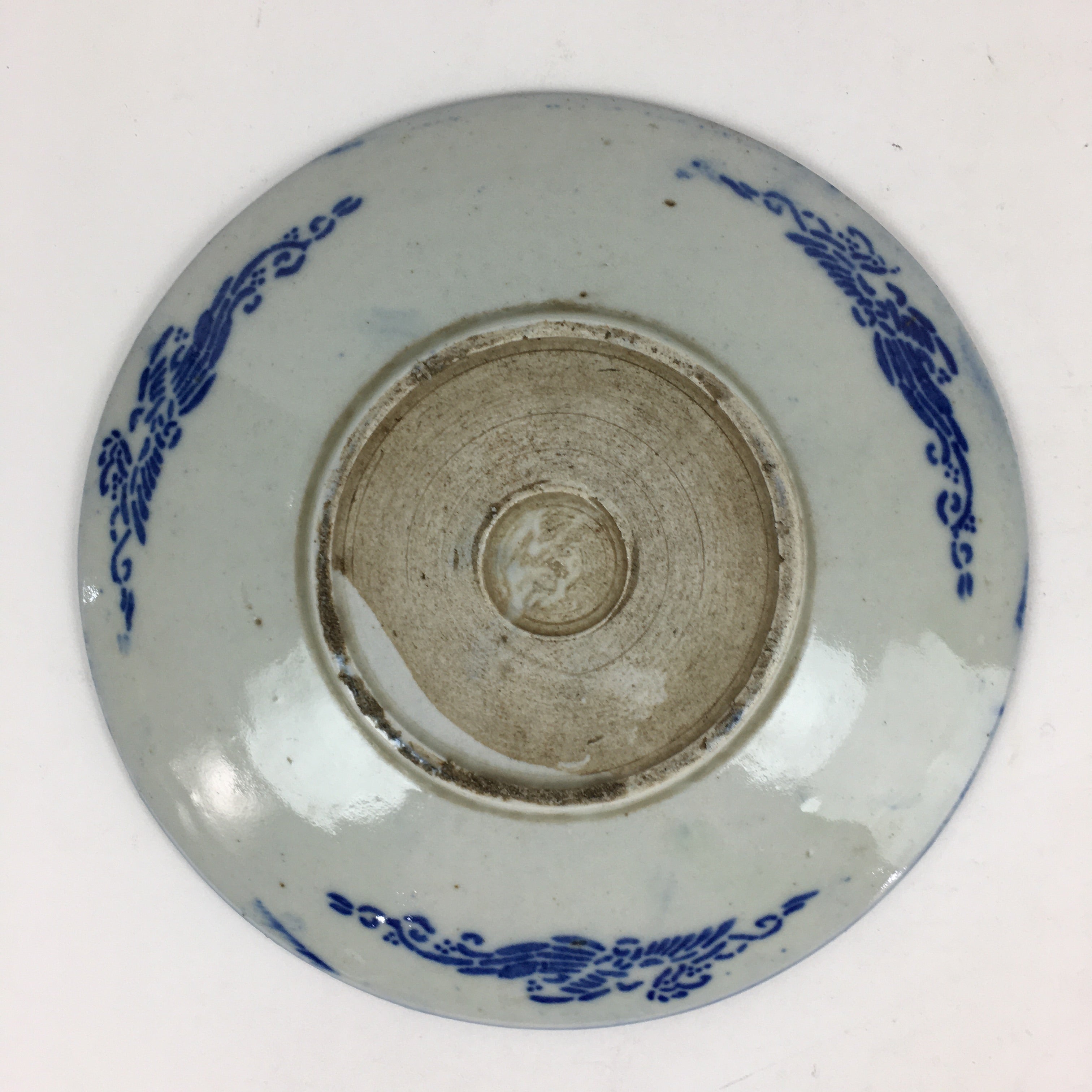 Antique C1880 Japanese Porcelain Plate Sometsuke Blue Flower Sara PY29