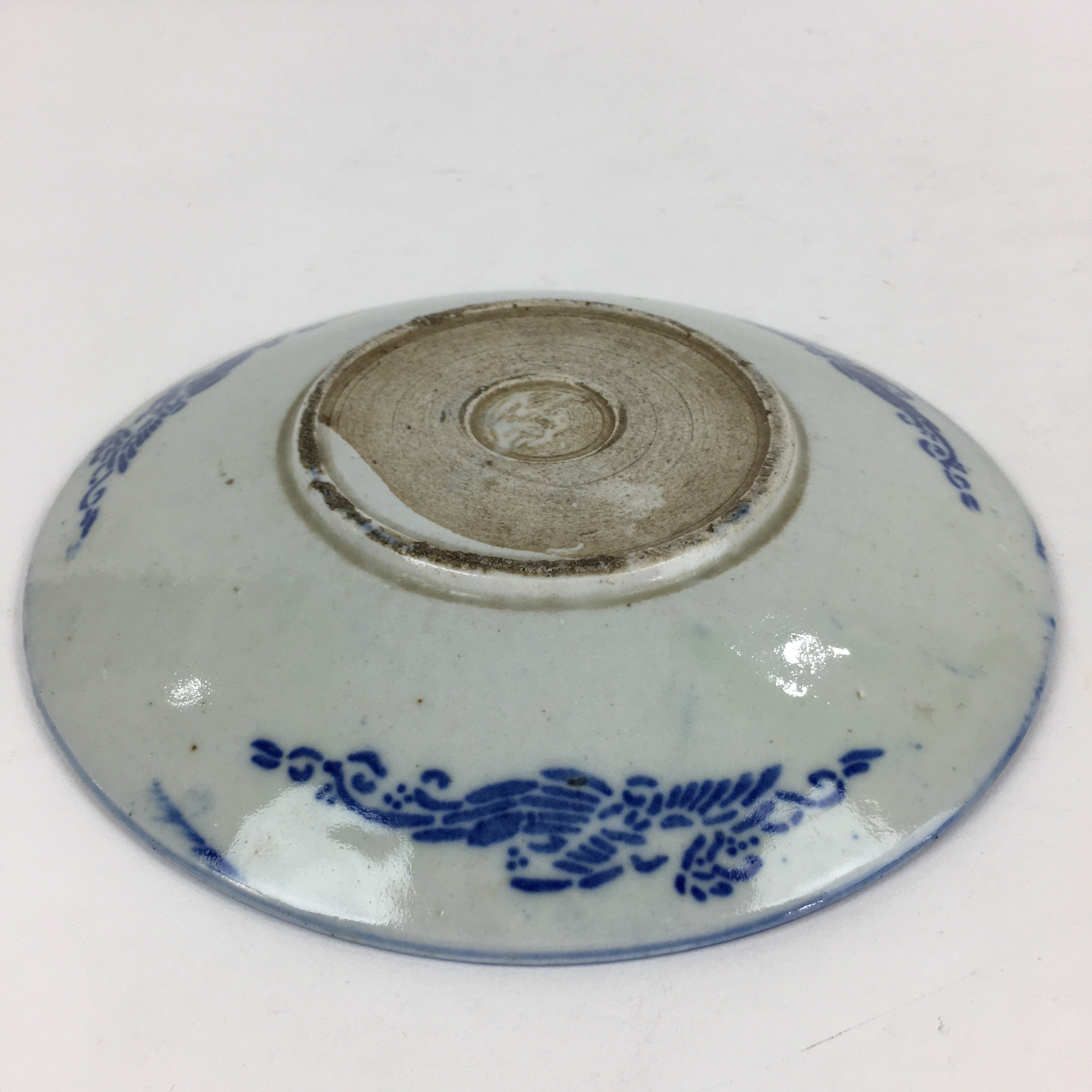 Antique C1880 Japanese Porcelain Plate Sometsuke Blue Flower Sara PY29