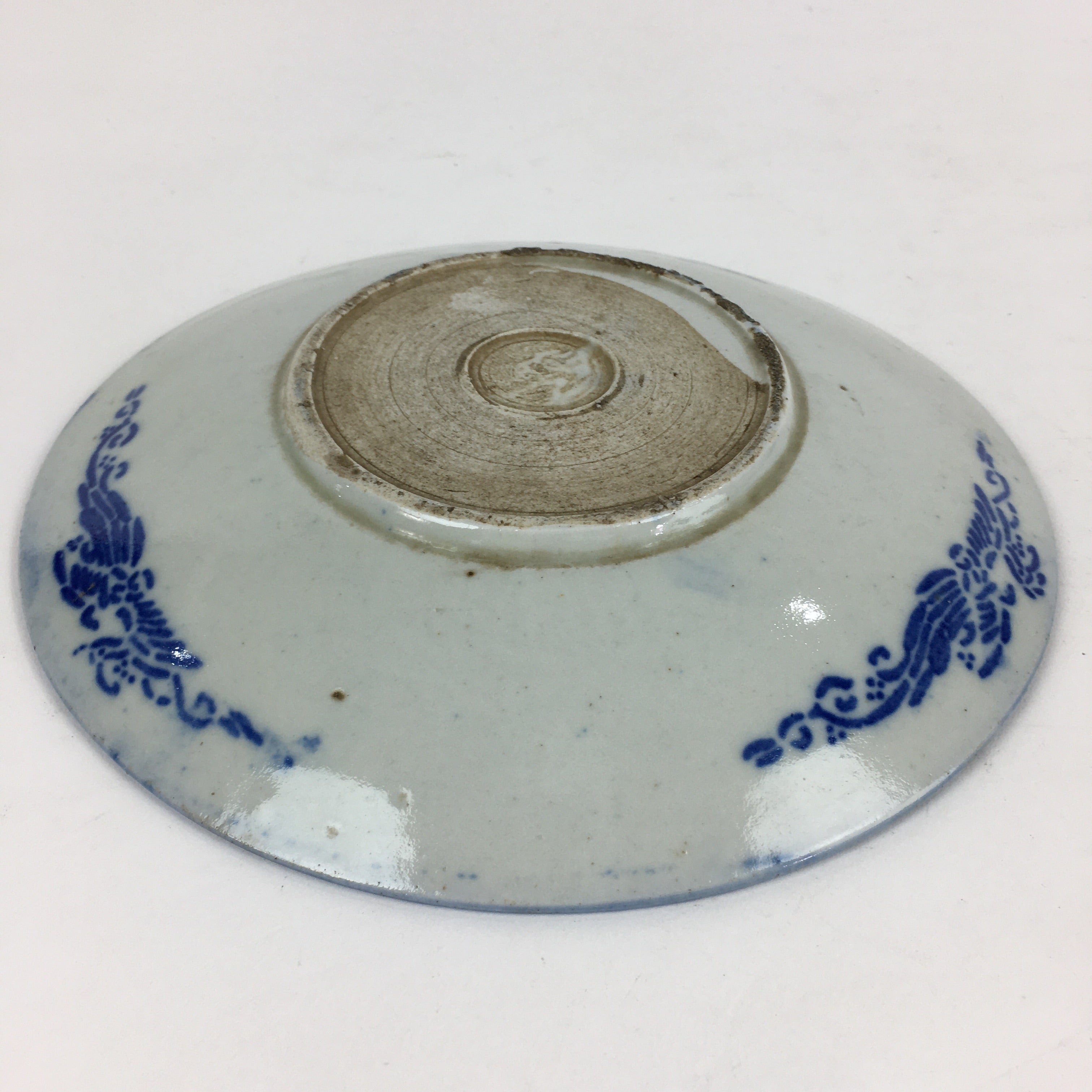 Antique C1880 Japanese Porcelain Plate Sometsuke Blue Flower Sara PY29