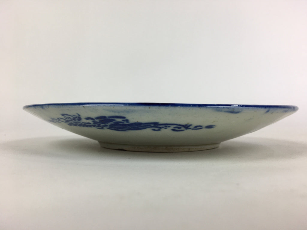 Antique C1880 Japanese Porcelain Plate Sometsuke Blue Flower Sara PY29