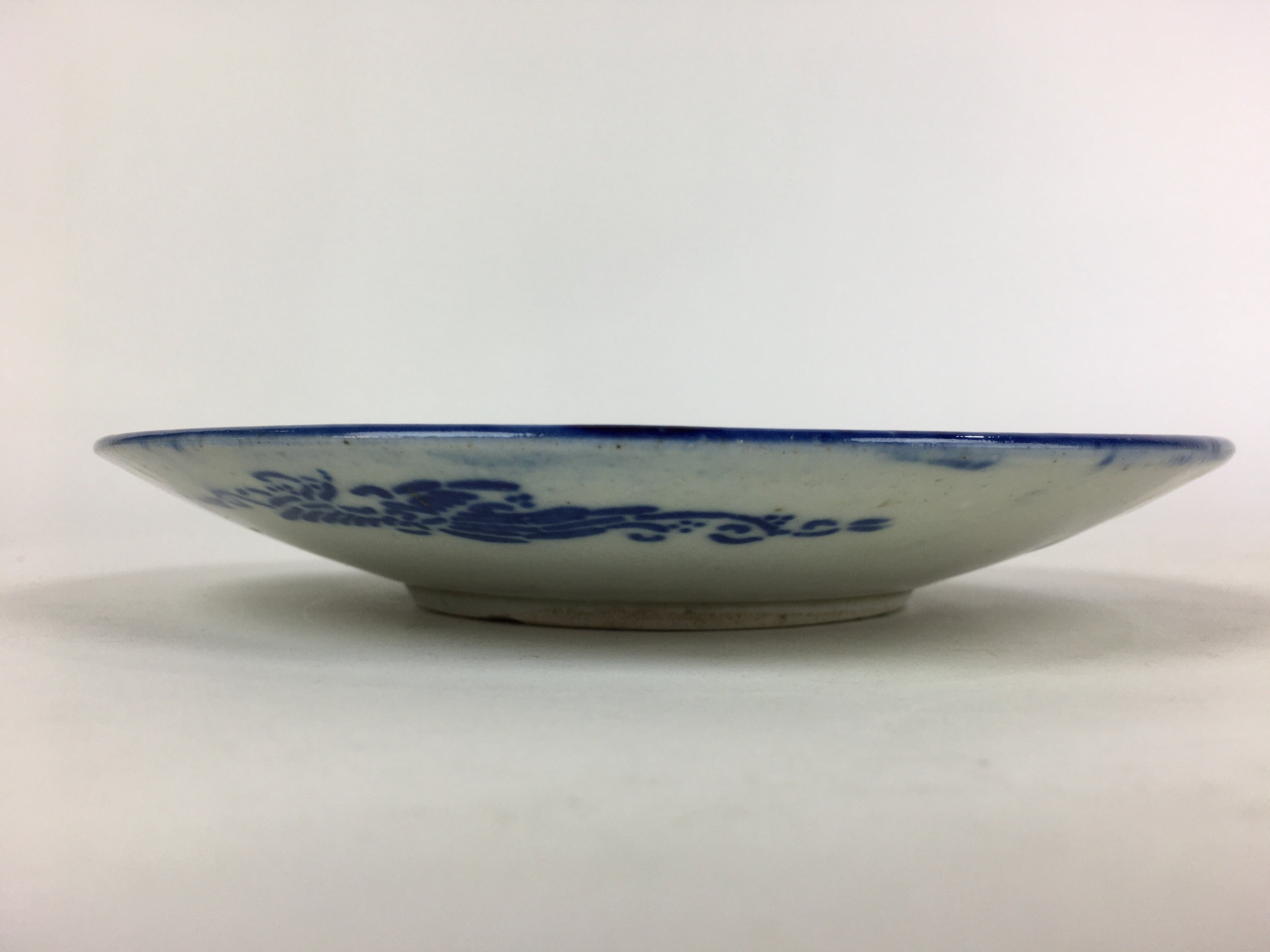 Antique C1880 Japanese Porcelain Plate Sometsuke Blue Flower Sara PY29