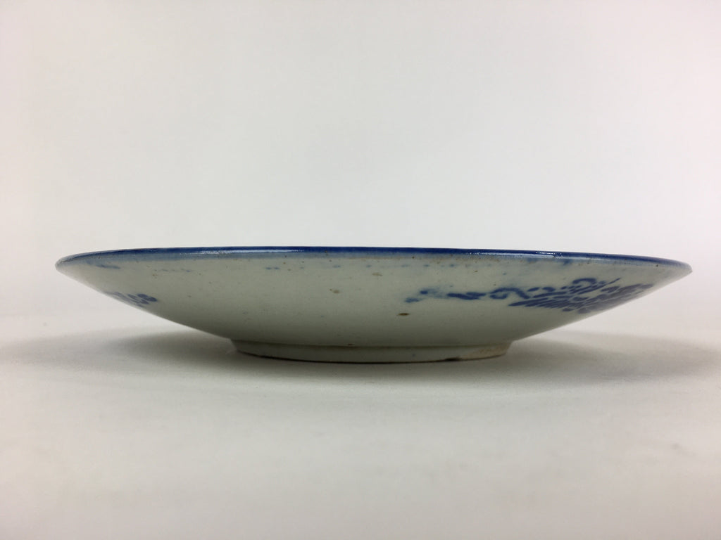 Antique C1880 Japanese Porcelain Plate Sometsuke Blue Flower Sara PY29