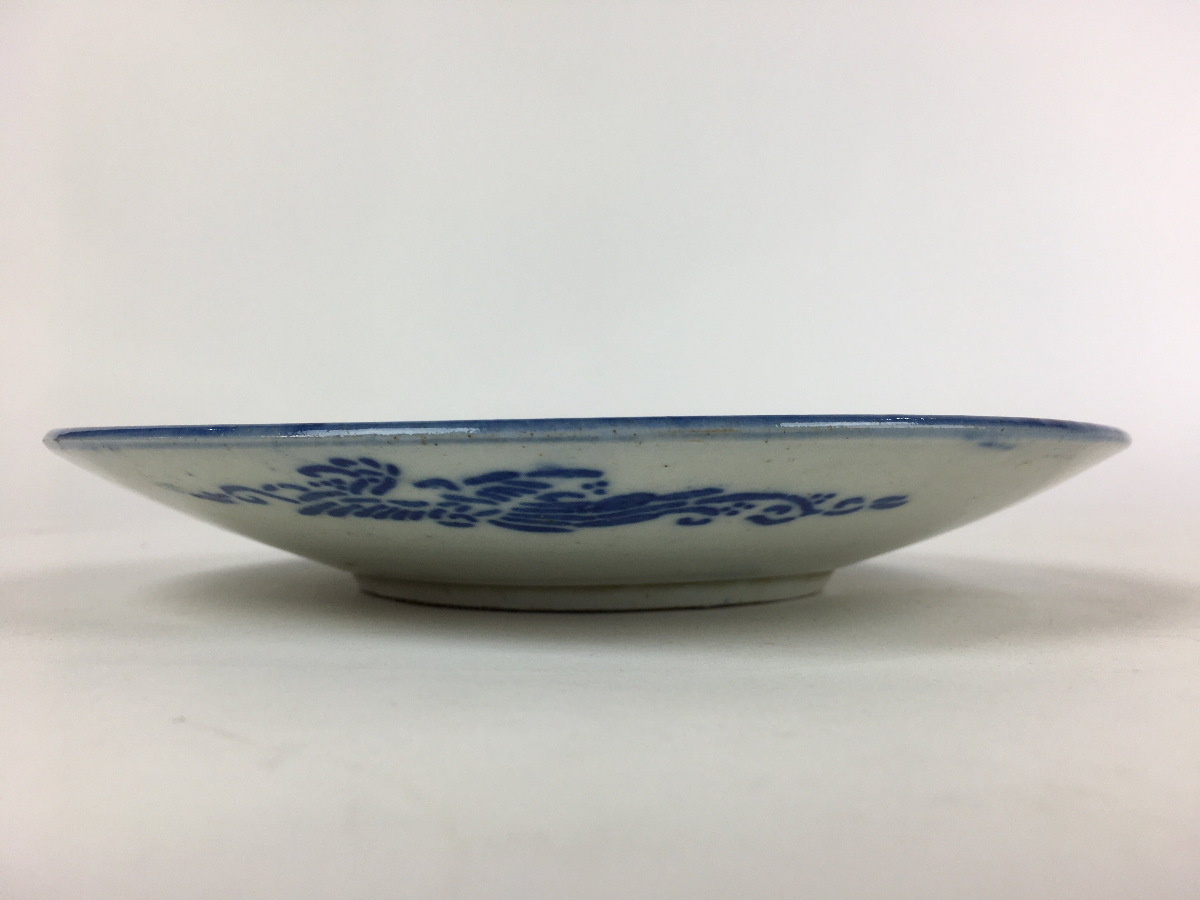 Antique C1880 Japanese Porcelain Plate Sometsuke Blue Flower Sara PY29