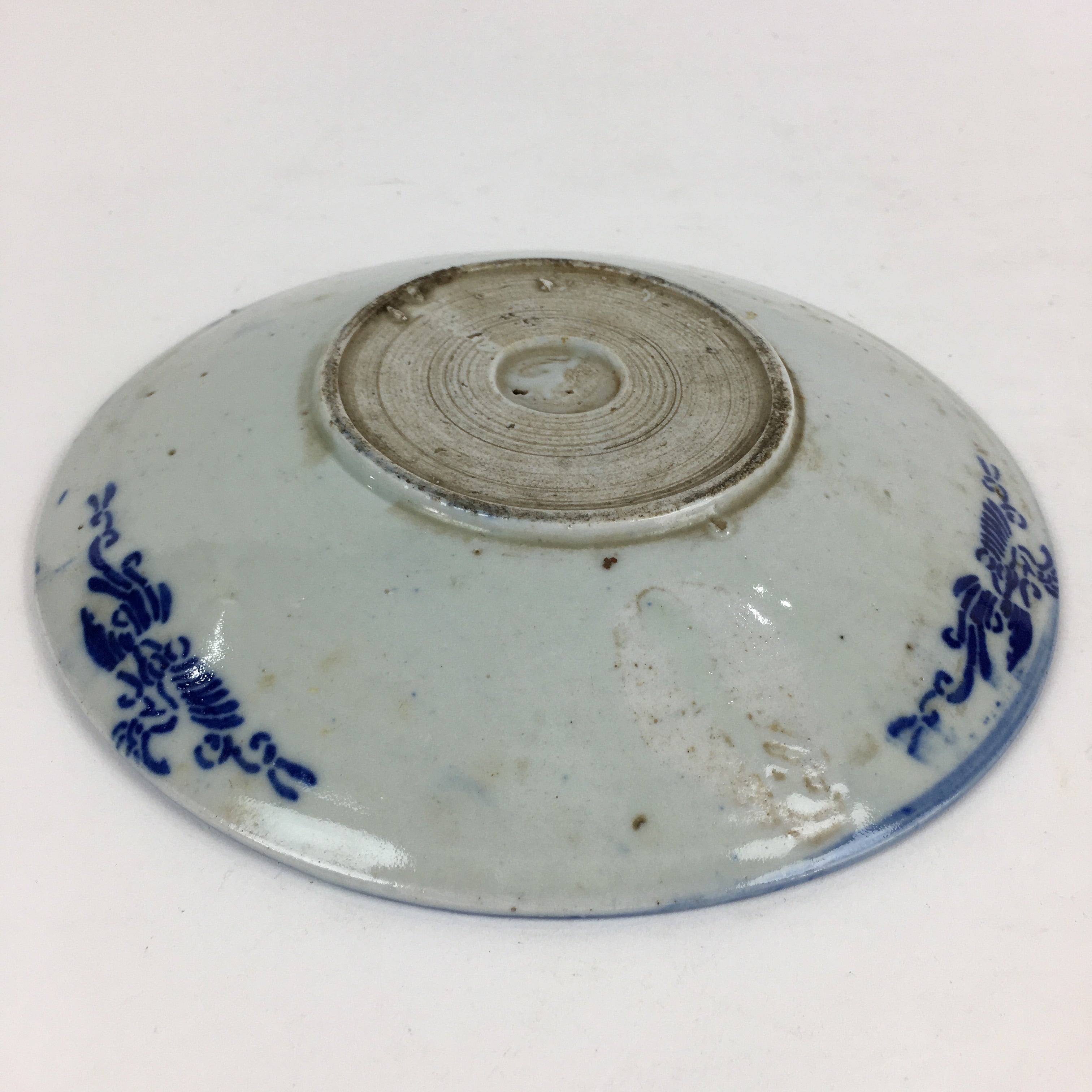 Antique C1880 Japanese Porcelain Plate Sometsuke Blue Flower Sara PY30