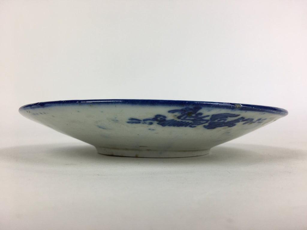 Antique C1880 Japanese Porcelain Plate Sometsuke Blue Flower Sara PY31