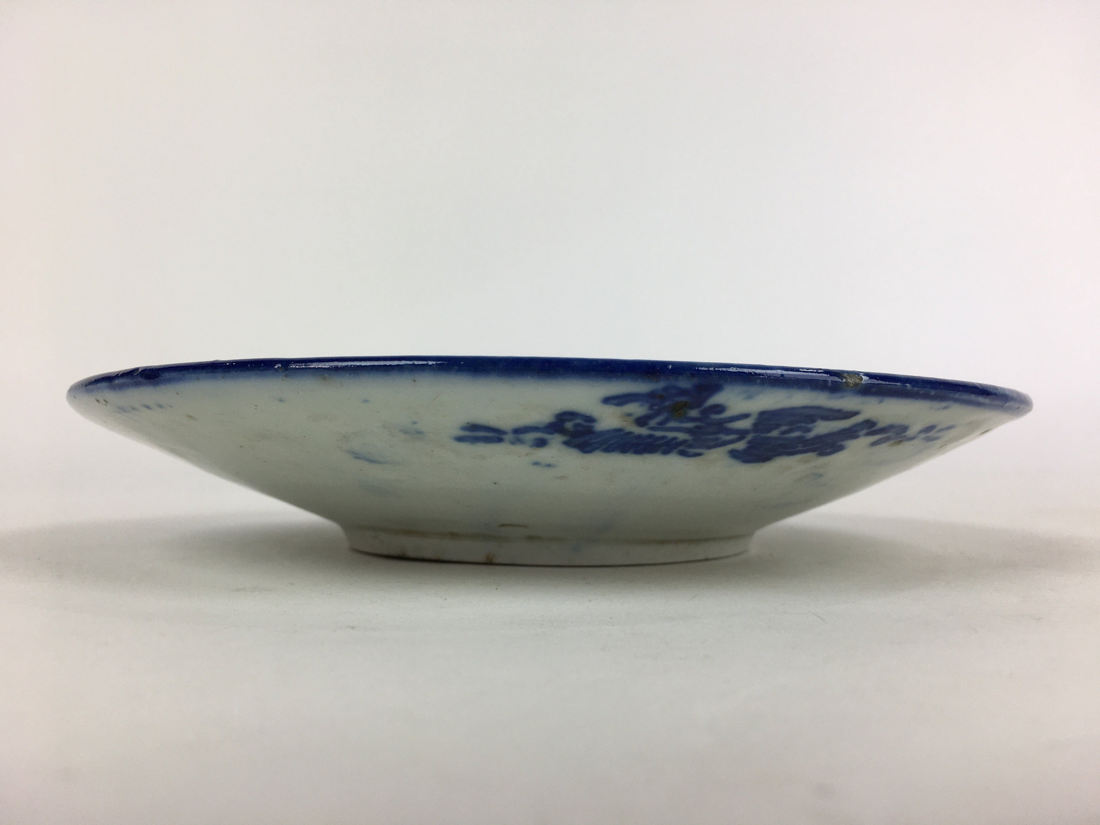 Antique C1880 Japanese Porcelain Plate Sometsuke Blue Flower Sara PY31