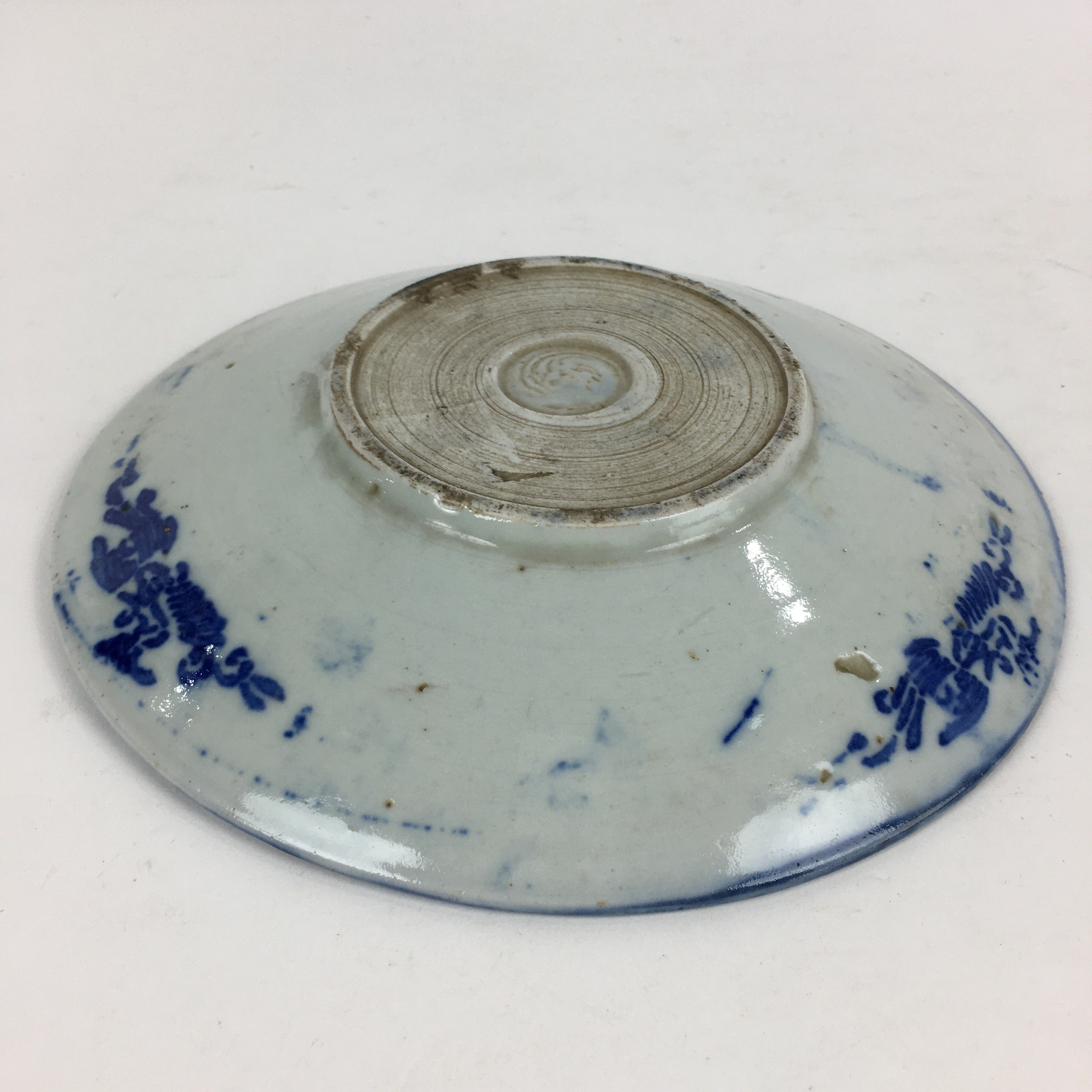 Antique C1880 Japanese Porcelain Plate Sometsuke Blue Flower Sara PY31