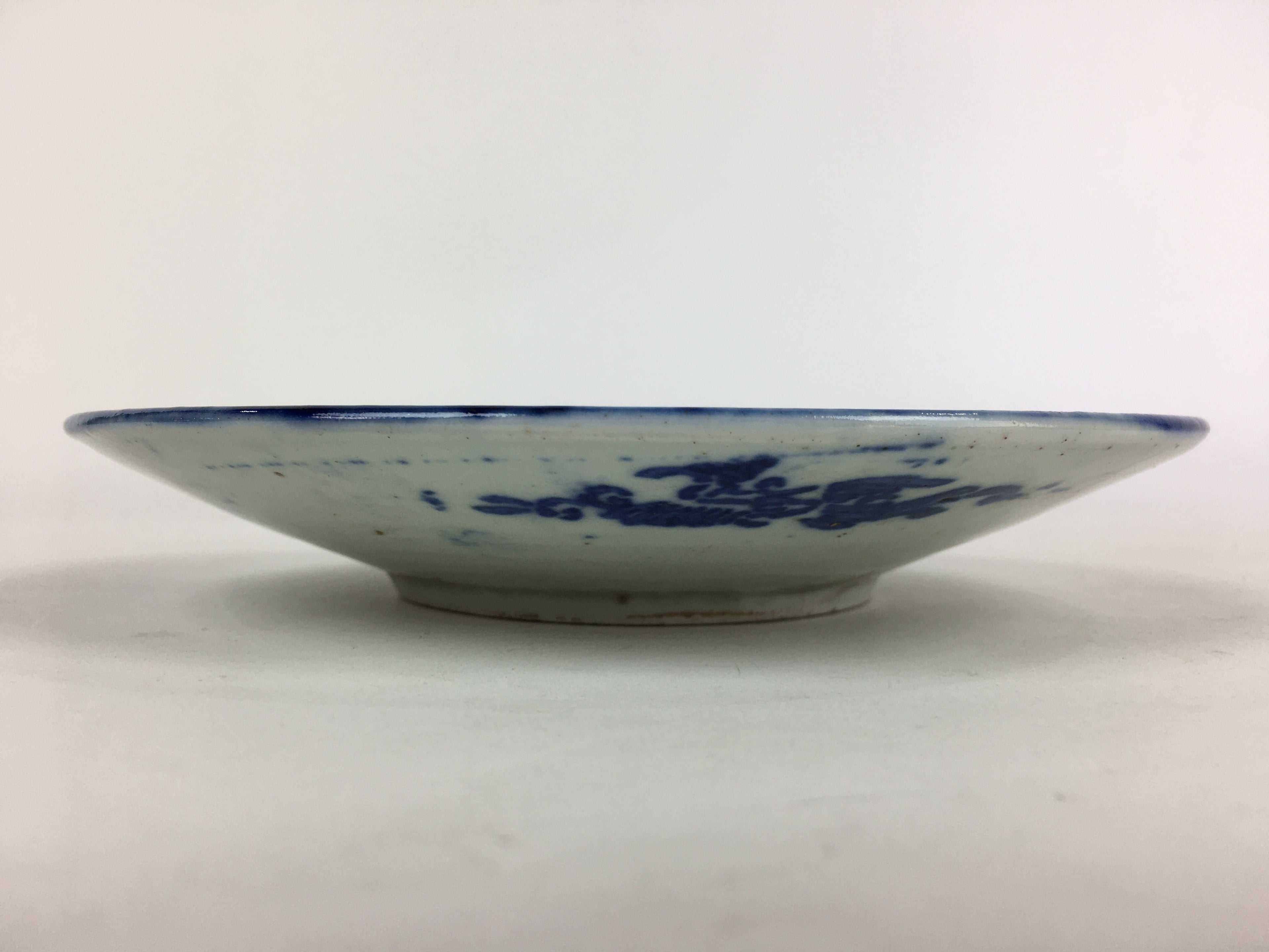 Antique C1880 Japanese Porcelain Plate Sometsuke Blue Flower Sara PY31