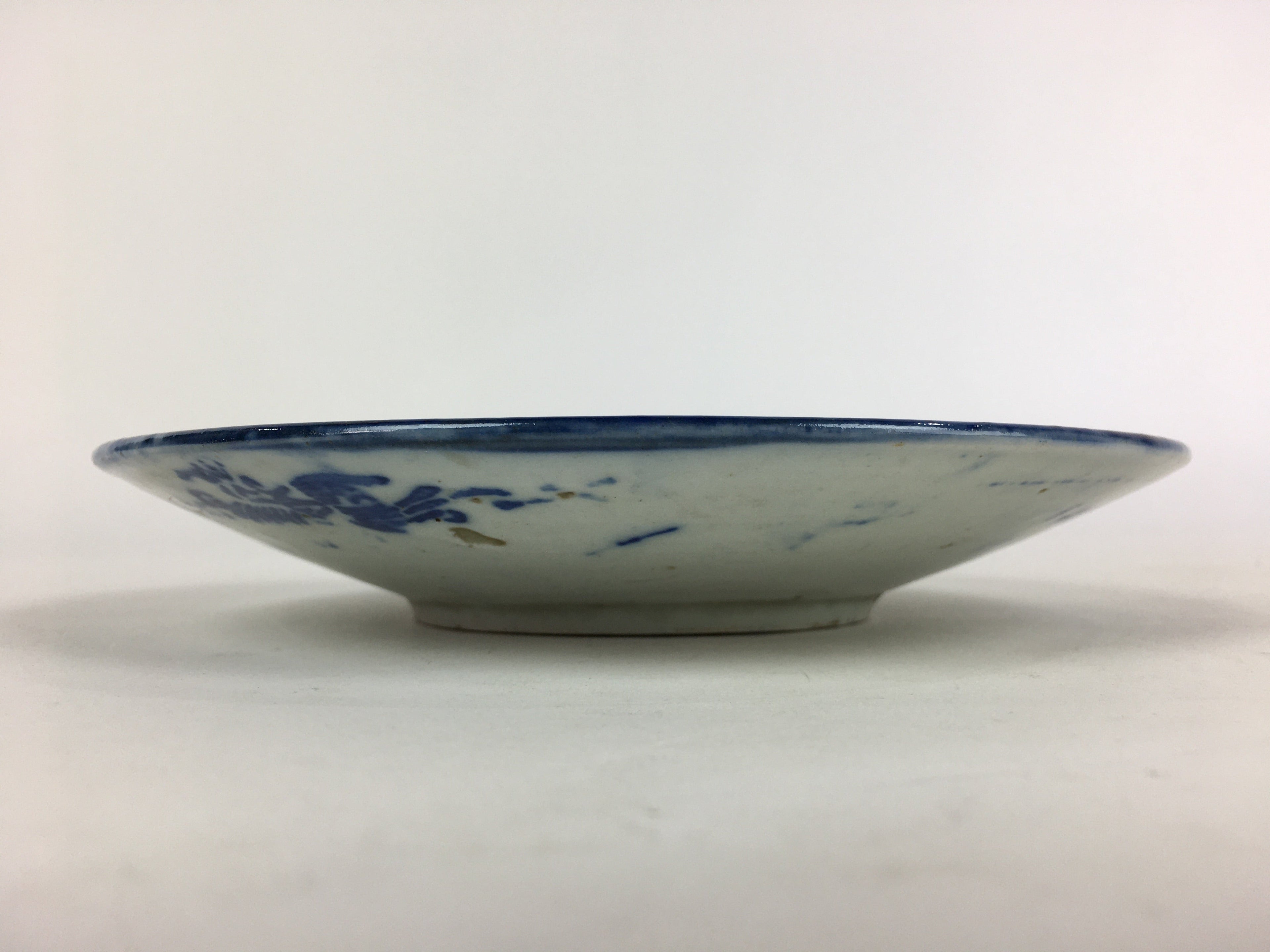 Antique C1880 Japanese Porcelain Plate Sometsuke Blue Flower Sara PY31