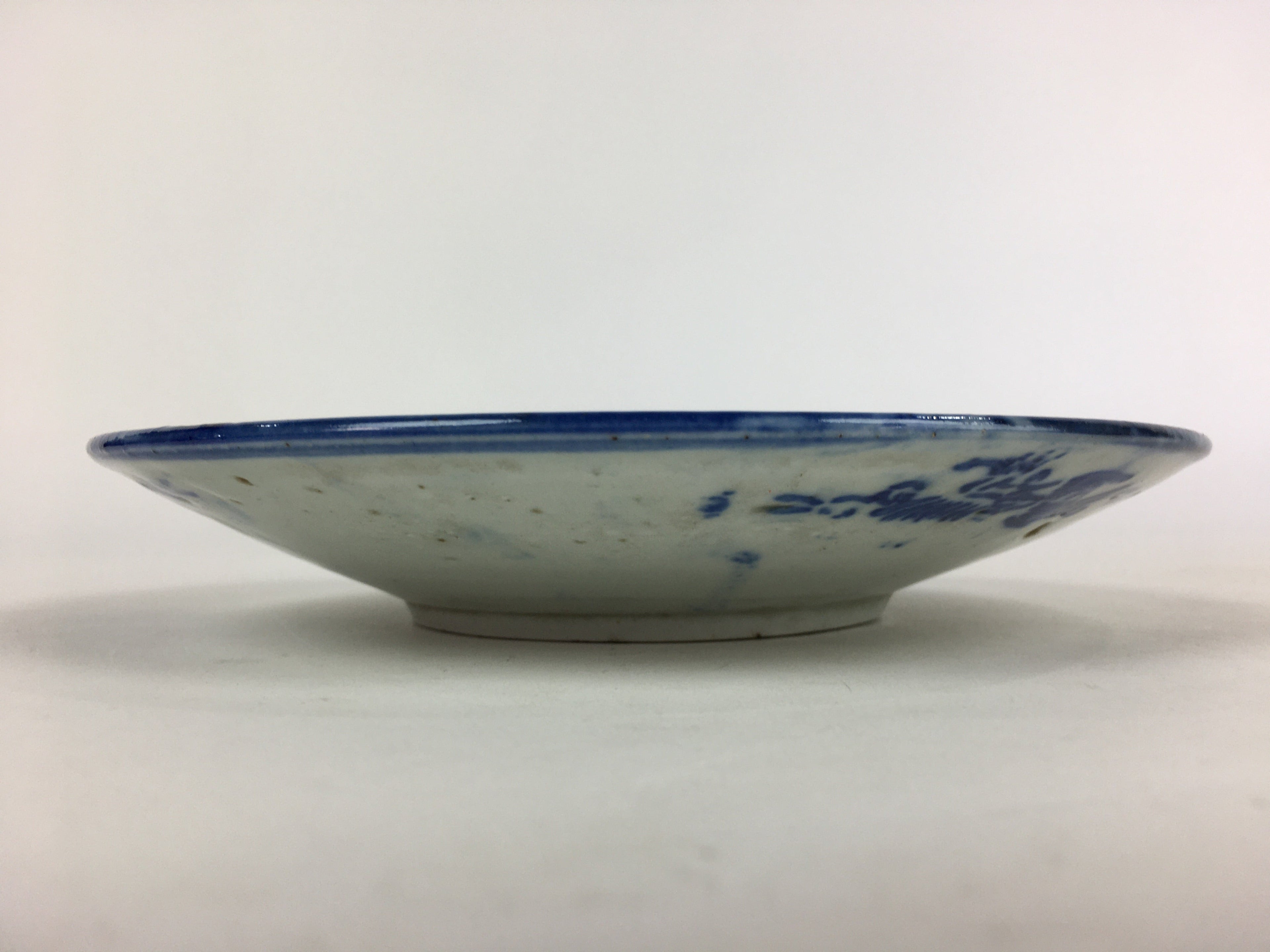 Antique C1880 Japanese Porcelain Plate Sometsuke Blue Flower Sara PY31