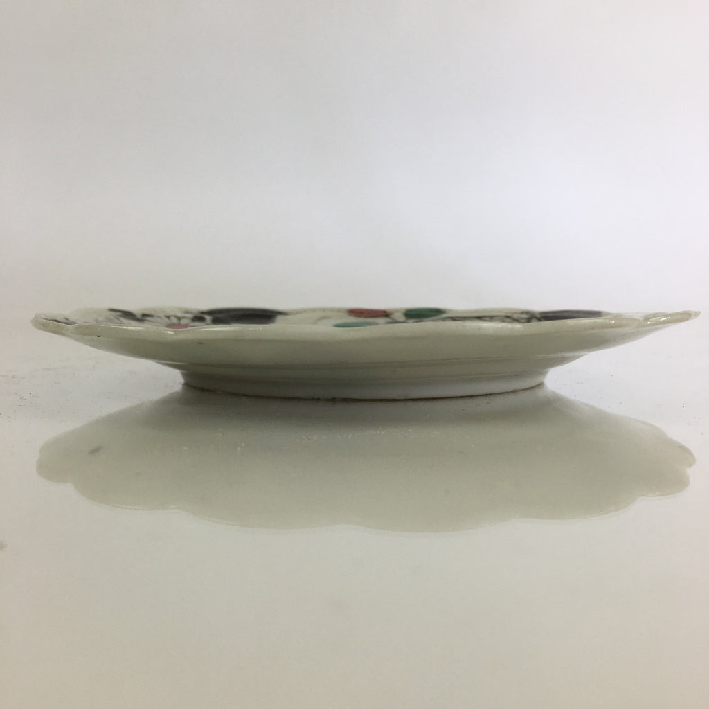 Antique C1880 Japanese Porcelain Small Plate Floral Butterfly Pattern Meiji PY80