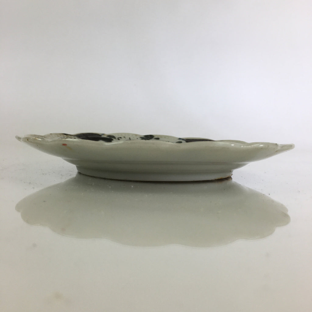Antique C1880 Japanese Porcelain Small Plate Floral Butterfly Pattern Meiji PY89