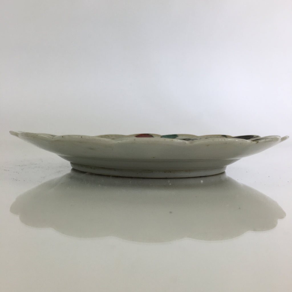 Antique C1880 Japanese Porcelain Small Plate Floral Butterfly Pattern Meiji PY93
