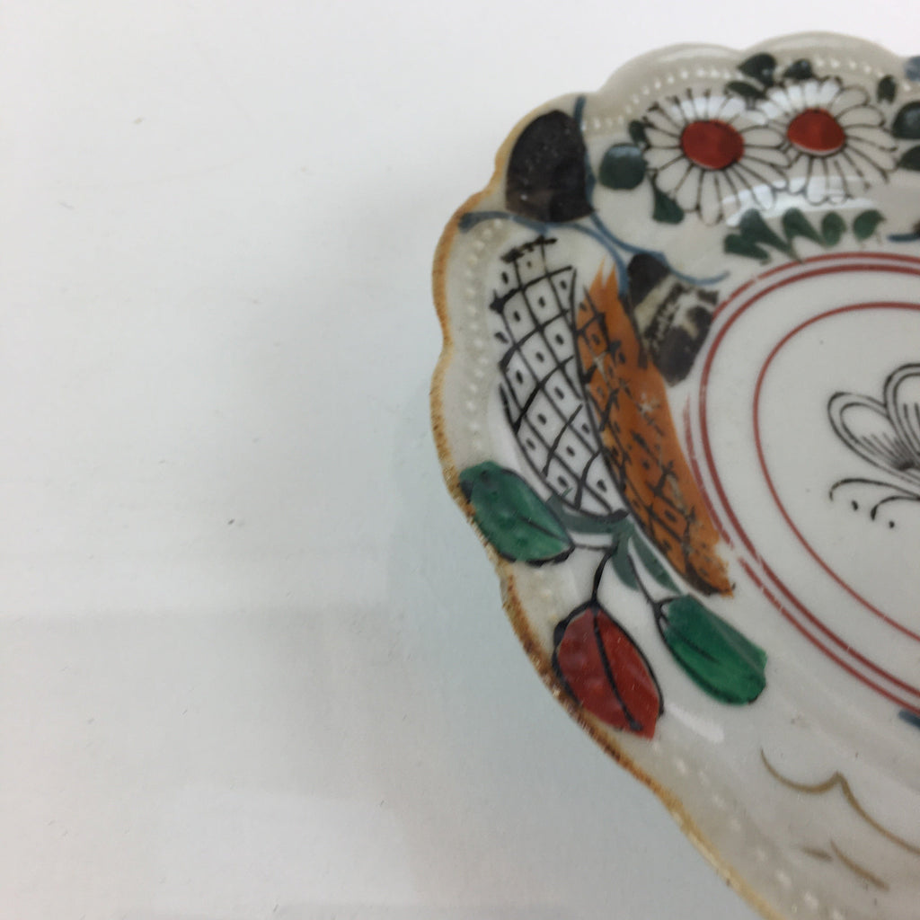 Antique C1880 Japanese Porcelain Small Plate Floral Butterfly Pattern Meiji PY93
