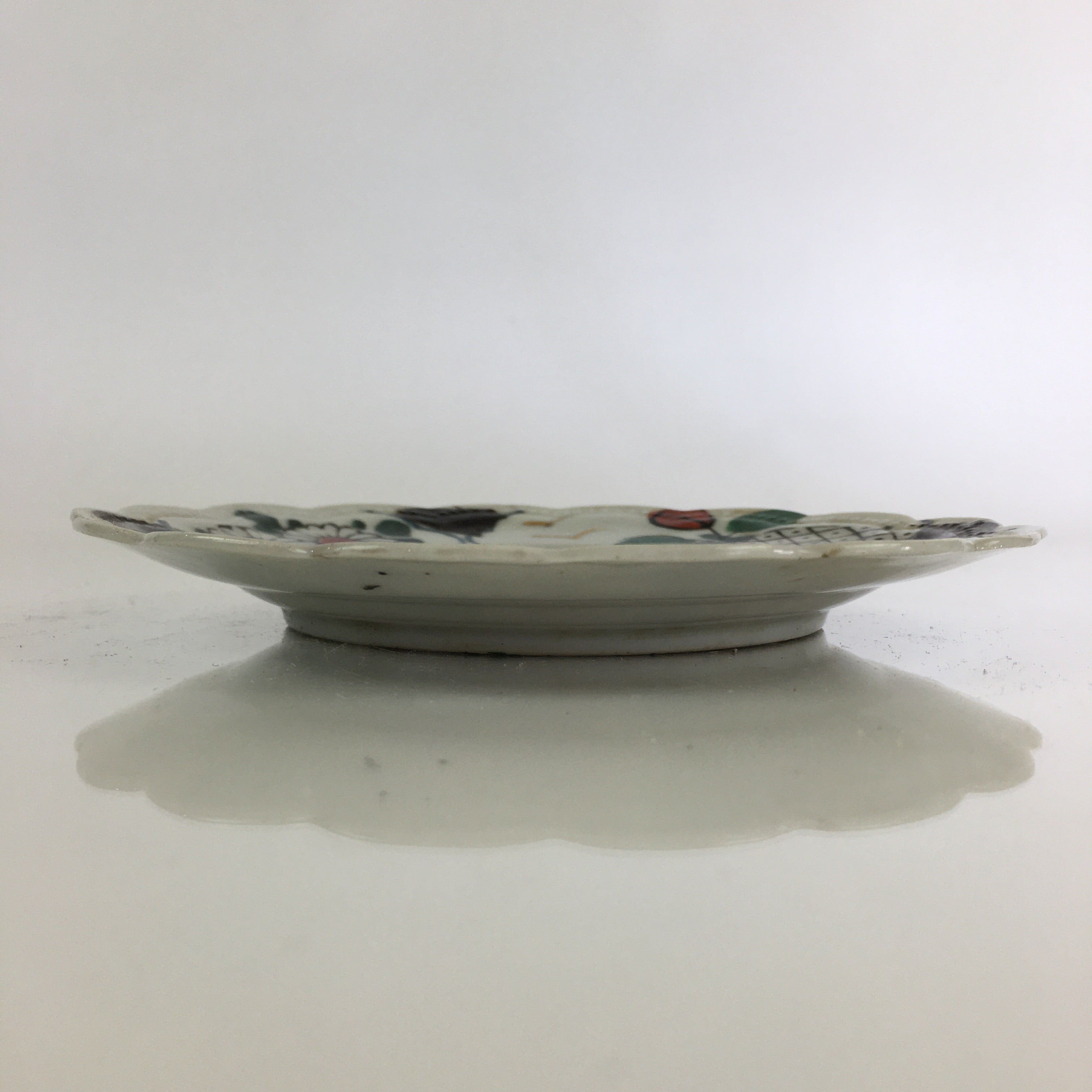Antique C1880 Japanese Porcelain Small Plate Floral Butterfly Pattern Meiji PY96