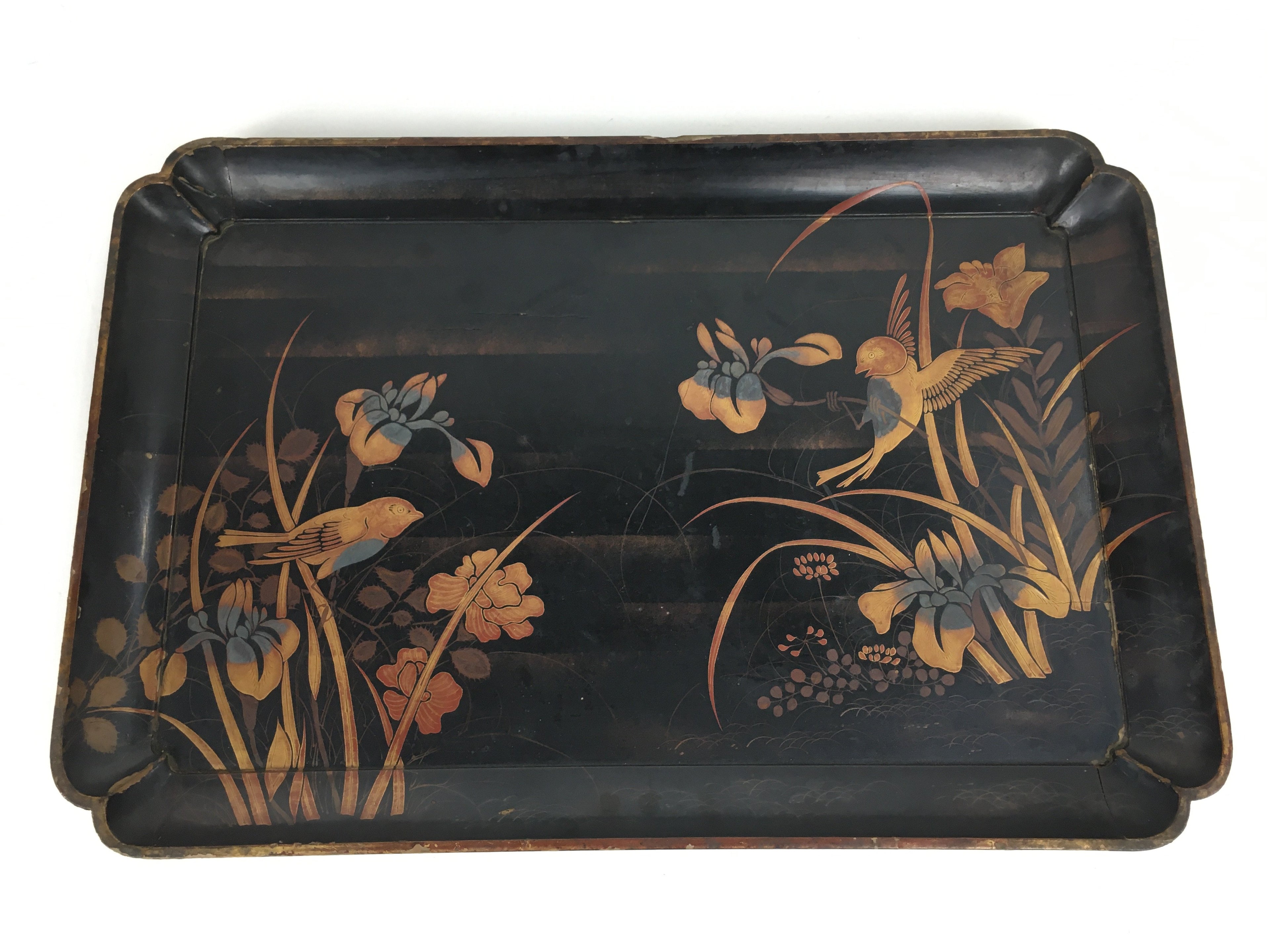 Antique C1880 Japanese Wooden Lacquered Tray Obon Kin-Makie Bon UR520