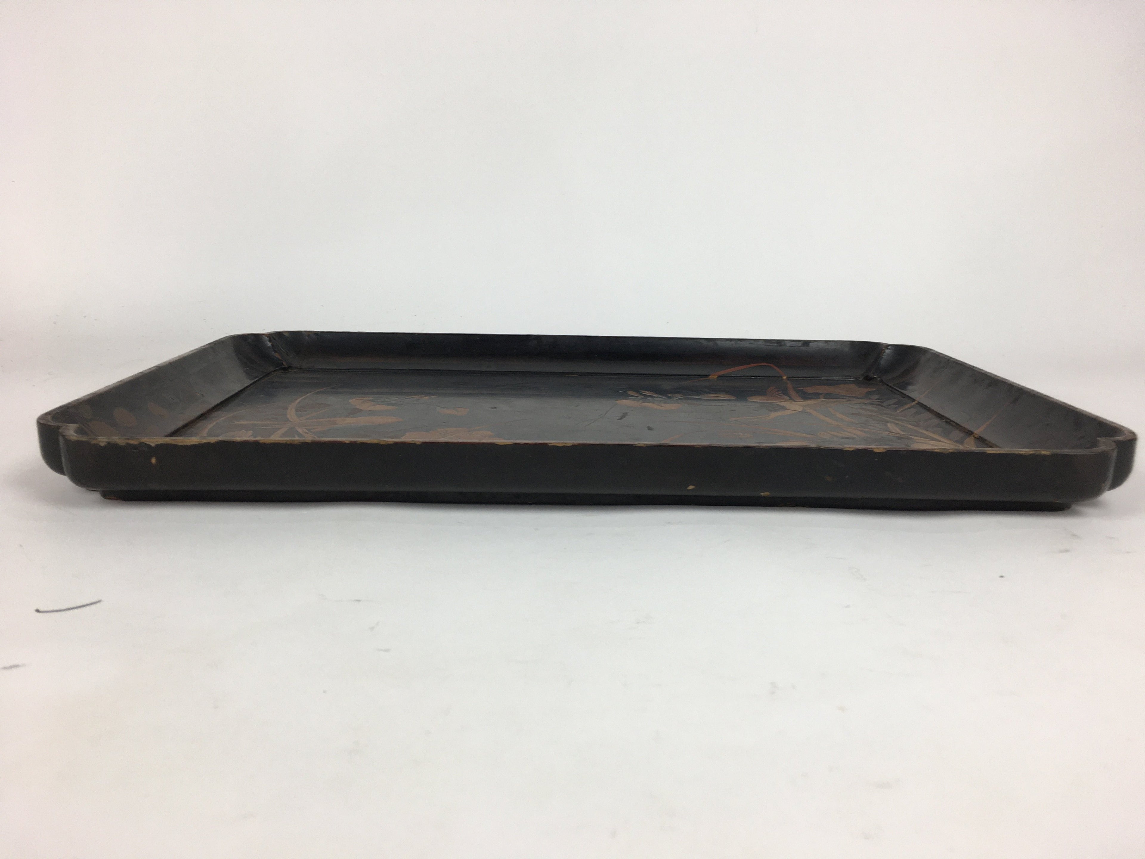 Antique C1880 Japanese Wooden Lacquered Tray Obon Kin-Makie Bon UR520