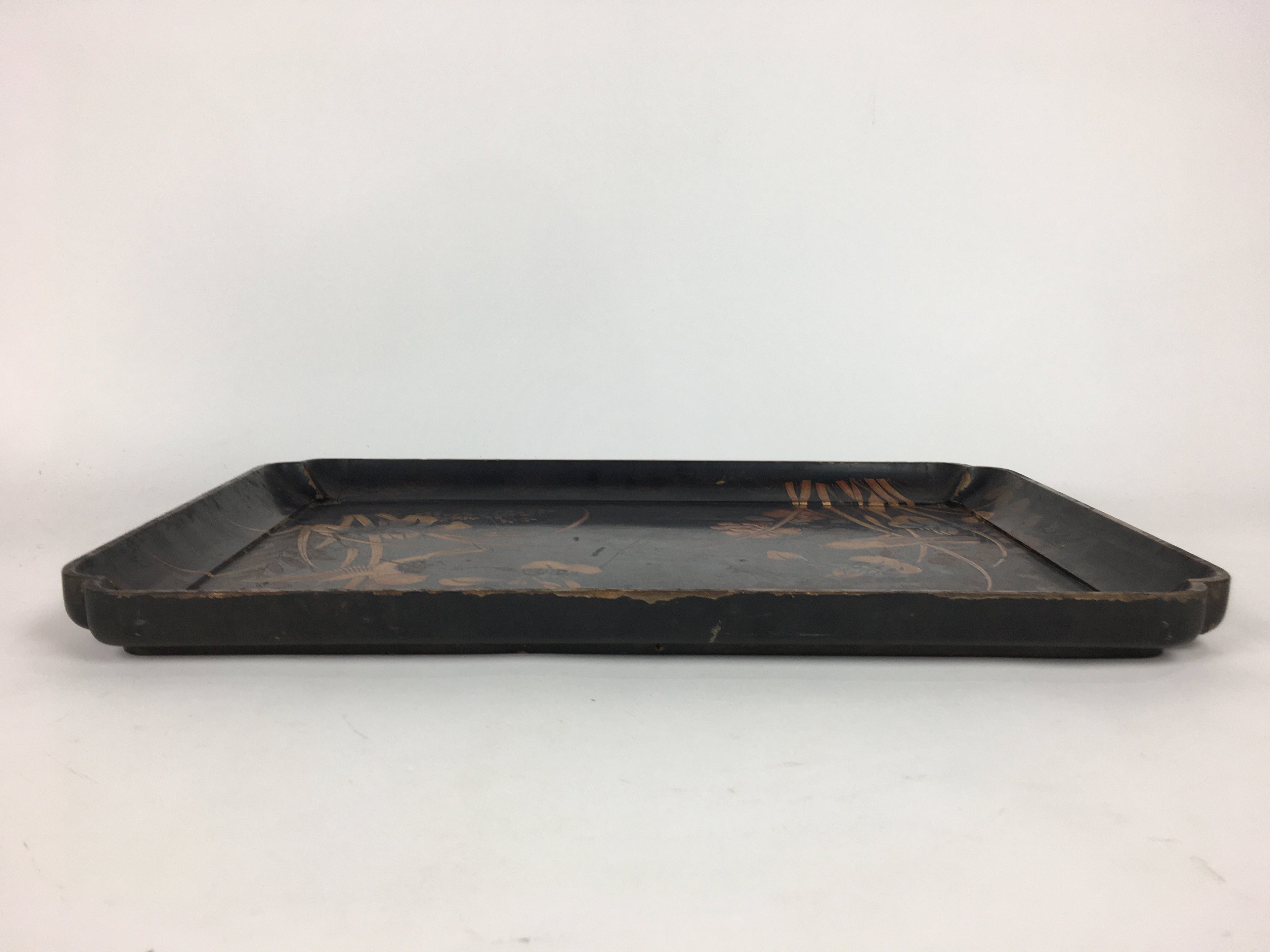Antique C1880 Japanese Wooden Lacquered Tray Obon Kin-Makie Bon UR520