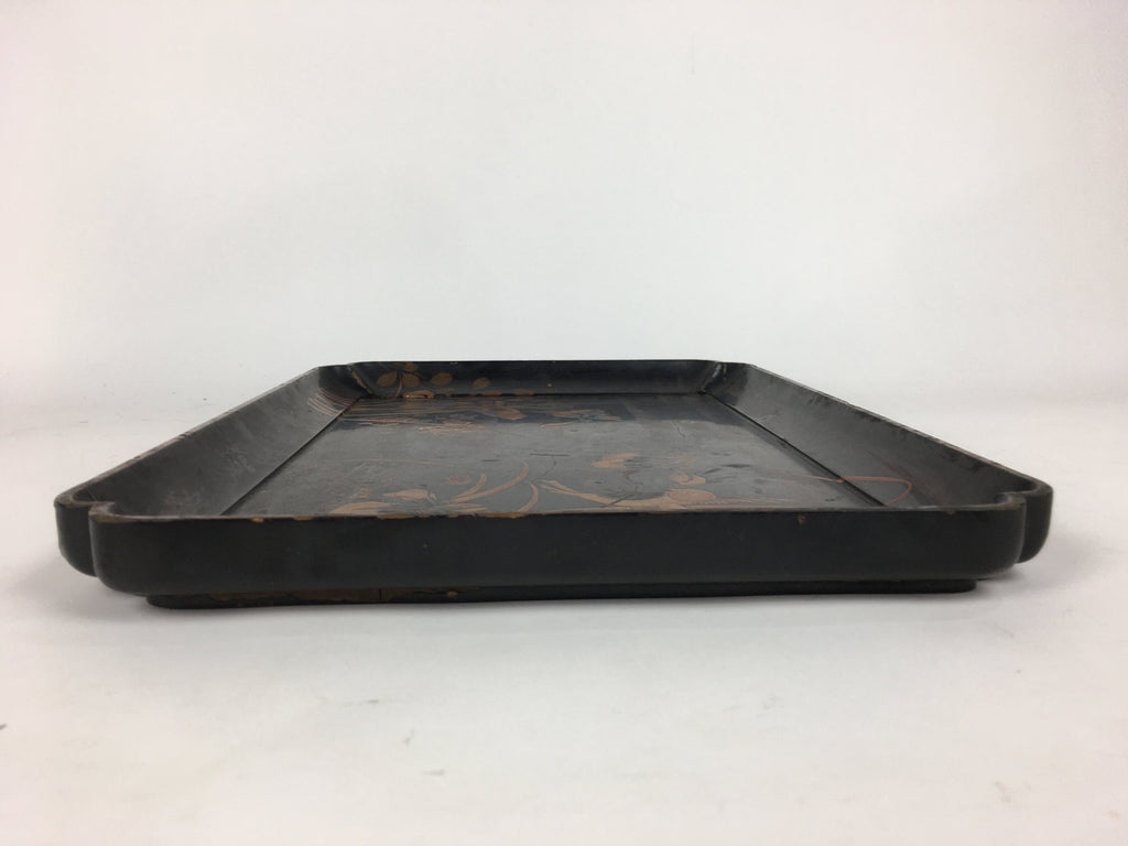 Antique C1880 Japanese Wooden Lacquered Tray Obon Kin-Makie Bon UR520