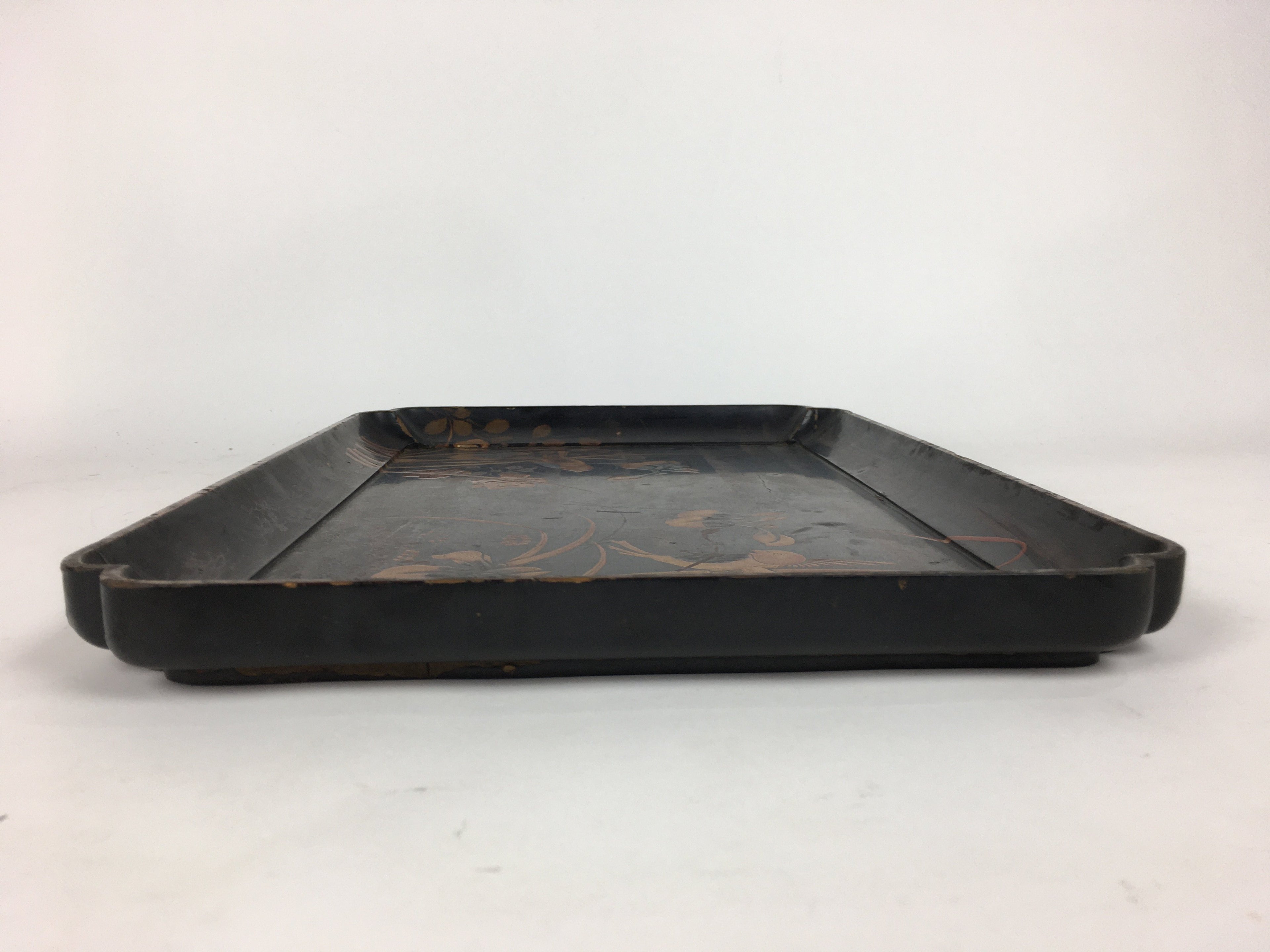 Antique C1880 Japanese Wooden Lacquered Tray Obon Kin-Makie Bon UR520