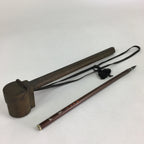 Antique C1880 Japanese Yatate Inkwell Brush Calligraphy Shuji Meiji Era JK287