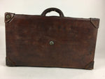 Antique C1900 Japanese Attache Brown Leather Suitcase Briefcase Lock KB33