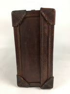 Antique C1900 Japanese Attache Brown Leather Suitcase Briefcase Lock KB33