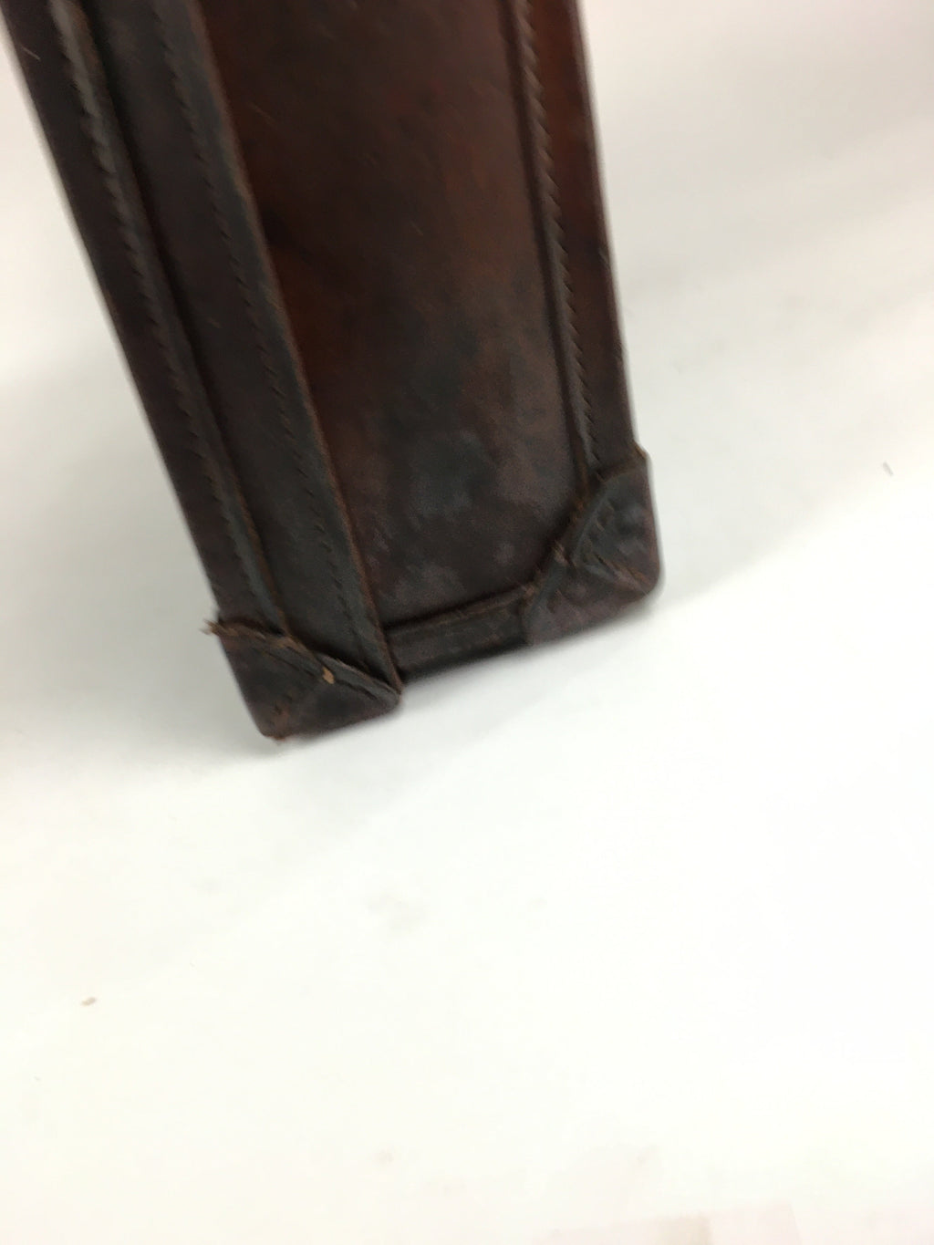 Antique C1900 Japanese Attache Brown Leather Suitcase Briefcase Lock KB33