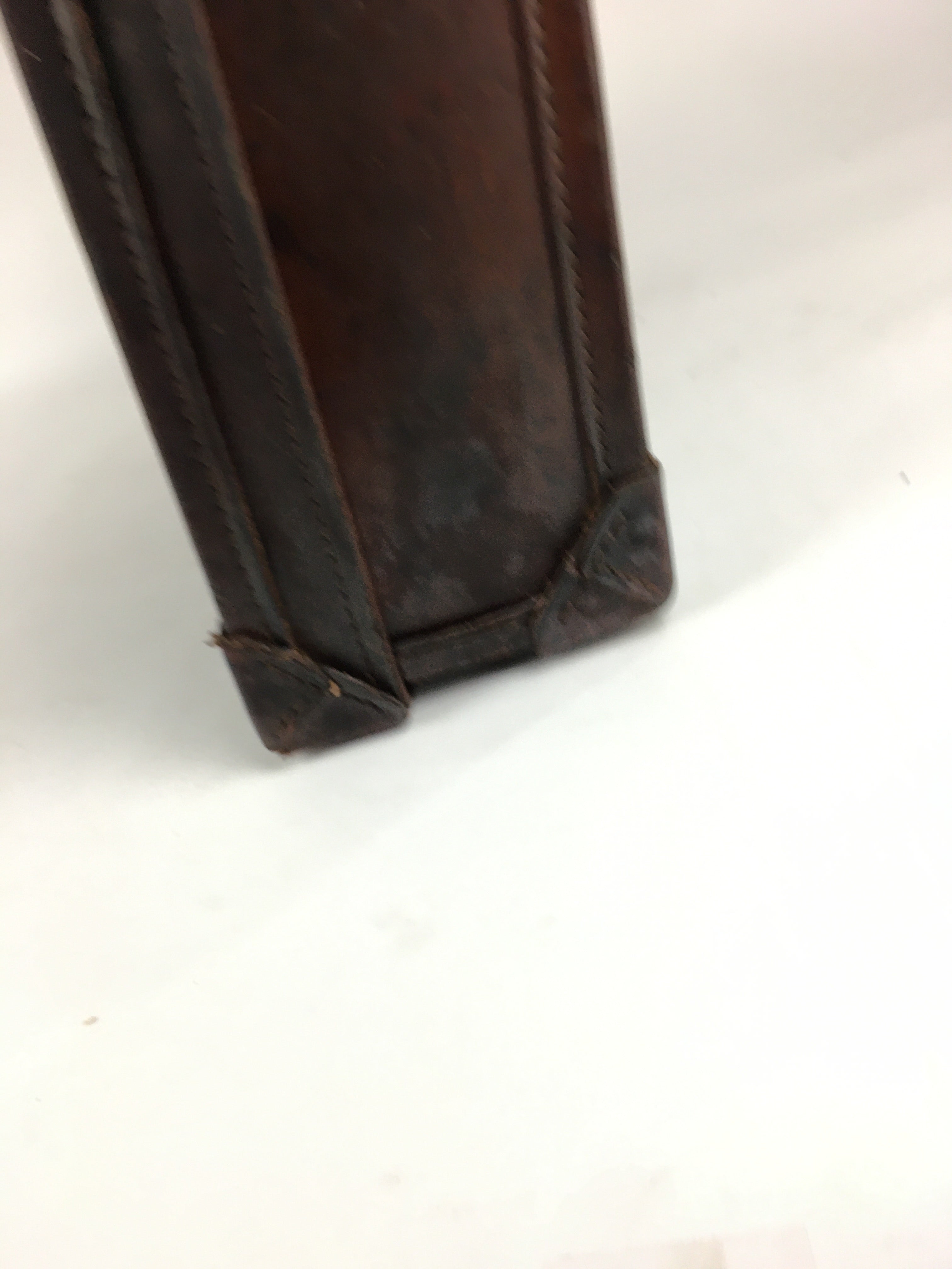 Antique C1900 Japanese Attache Brown Leather Suitcase Briefcase Lock KB33