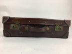 Antique C1900 Japanese Attache Brown Leather Suitcase Briefcase Lock KB33