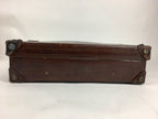 Antique C1900 Japanese Attache Brown Leather Suitcase Briefcase Lock KB33