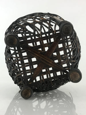 Antique C1900 Japanese Bamboo Basket Kago Brown Ikebana Arrangement Kado B210