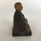 Antique C1900 Japanese Buddhist Sitting Monk Statue Ceramic Brown Figurine BD693