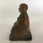 Antique C1900 Japanese Buddhist Sitting Monk Statue Ceramic Brown Figurine BD693