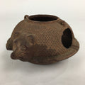 Antique C1900 Japanese Cast Iron Ashtray Raccoon Chagama Nanbu Tekki Brown T83