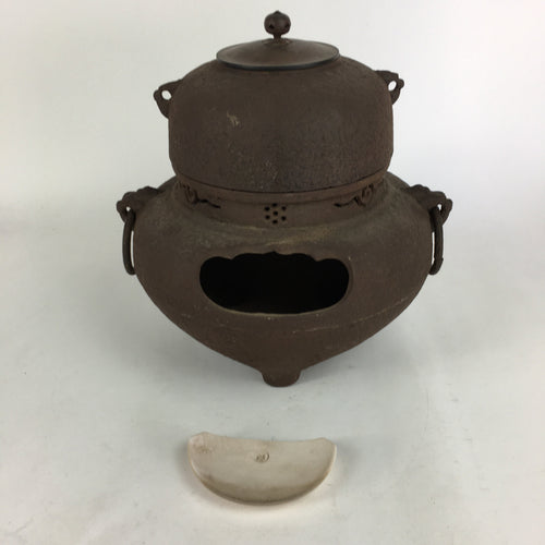 Antique C1900 Japanese Cast Iron Kettle Brazier Chagama Tea Ceremony C16