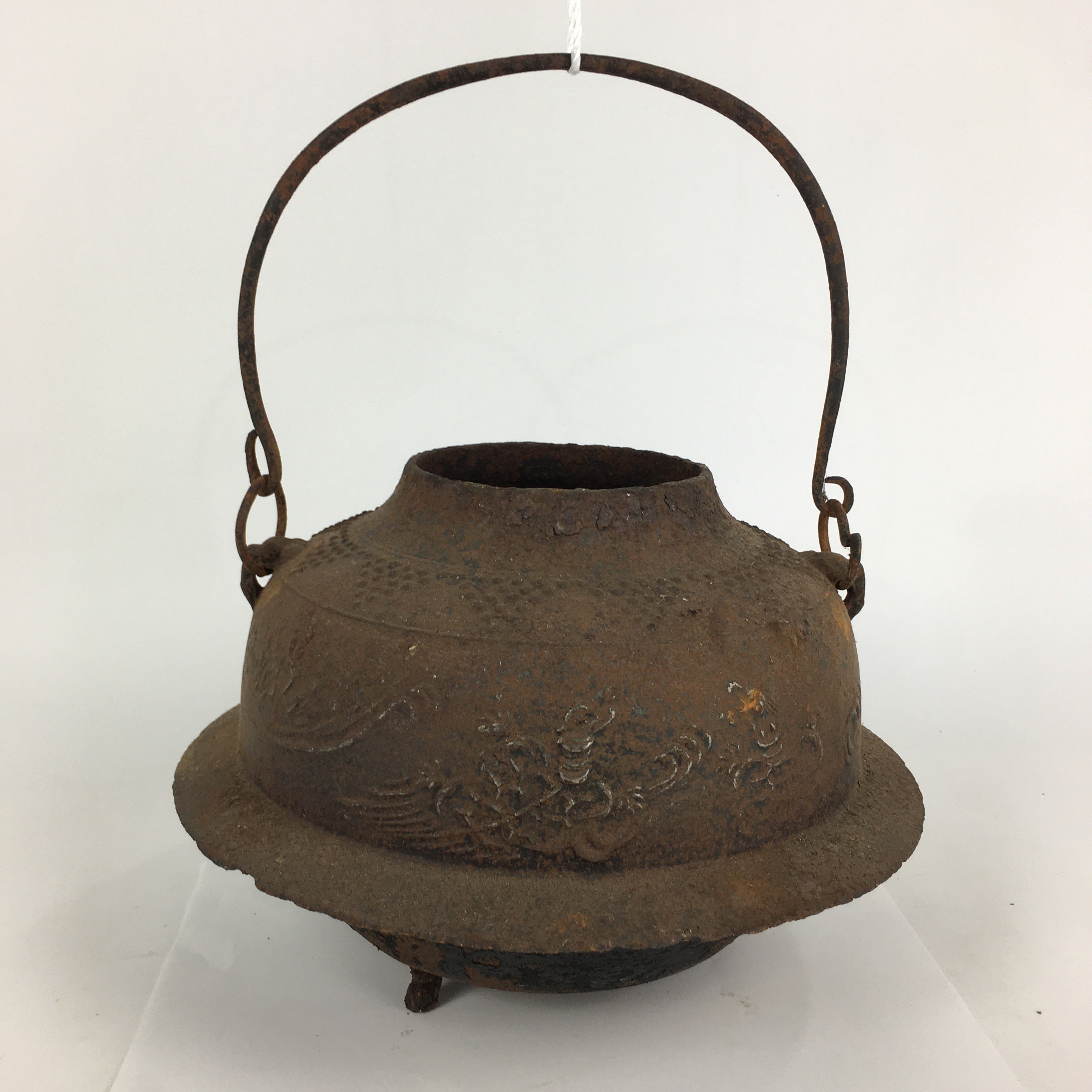 Antique C1900 Japanese Cast Iron Kettle Chagama Pot Tea Ceremony C23