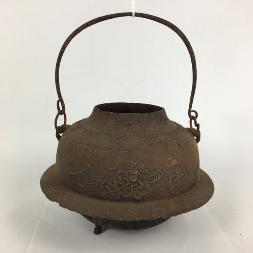Antique C1900 Japanese Cast Iron Kettle Chagama Pot Tea Ceremony C23