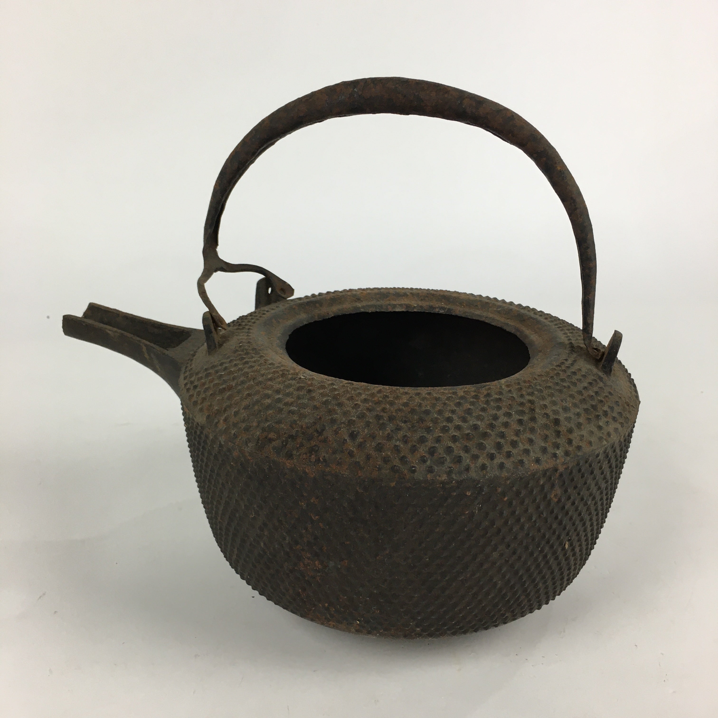 Antique Large Cast Iron Kettle With Handle