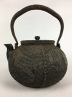 Antique C1900 Japanese Cast Iron Teapot Tetsubin Kettle Nanbu Tekki T98