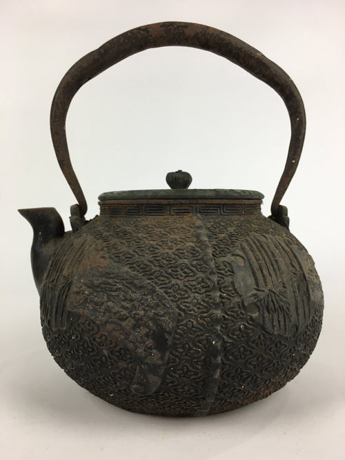 Antique C1900 Japanese Cast Iron Teapot Tetsubin Kettle Nanbu Tekki T98