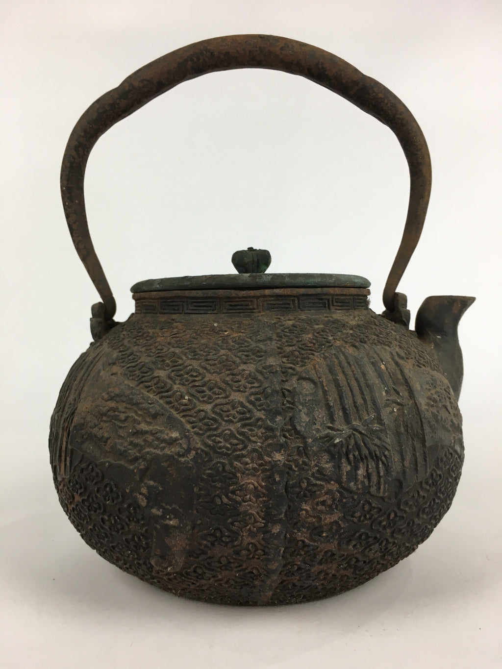 Antique C1900 Japanese Cast Iron Teapot Tetsubin Kettle Nanbu Tekki T98
