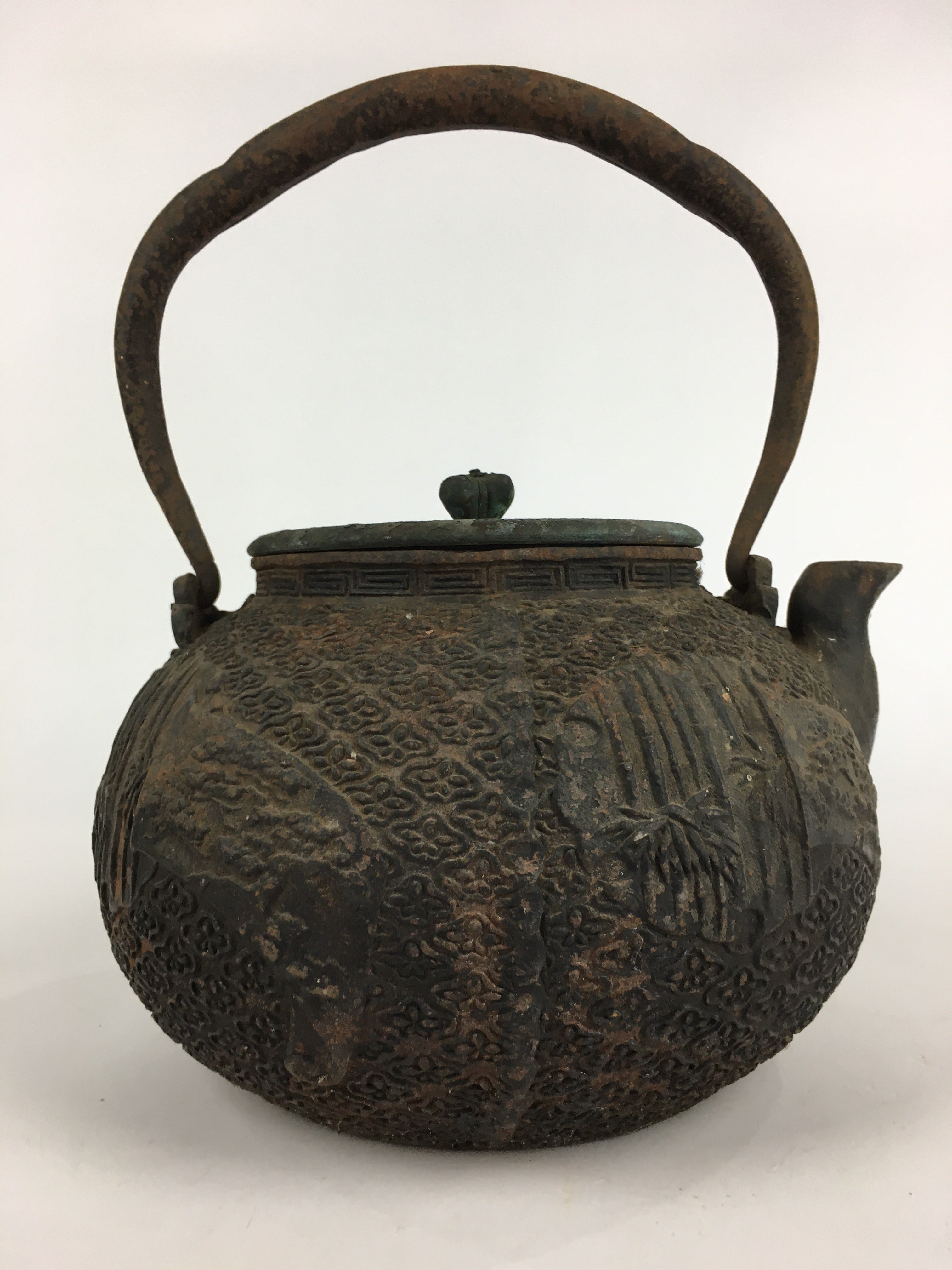 Antique C1900 Japanese Cast Iron Teapot Tetsubin Kettle Nanbu Tekki T98