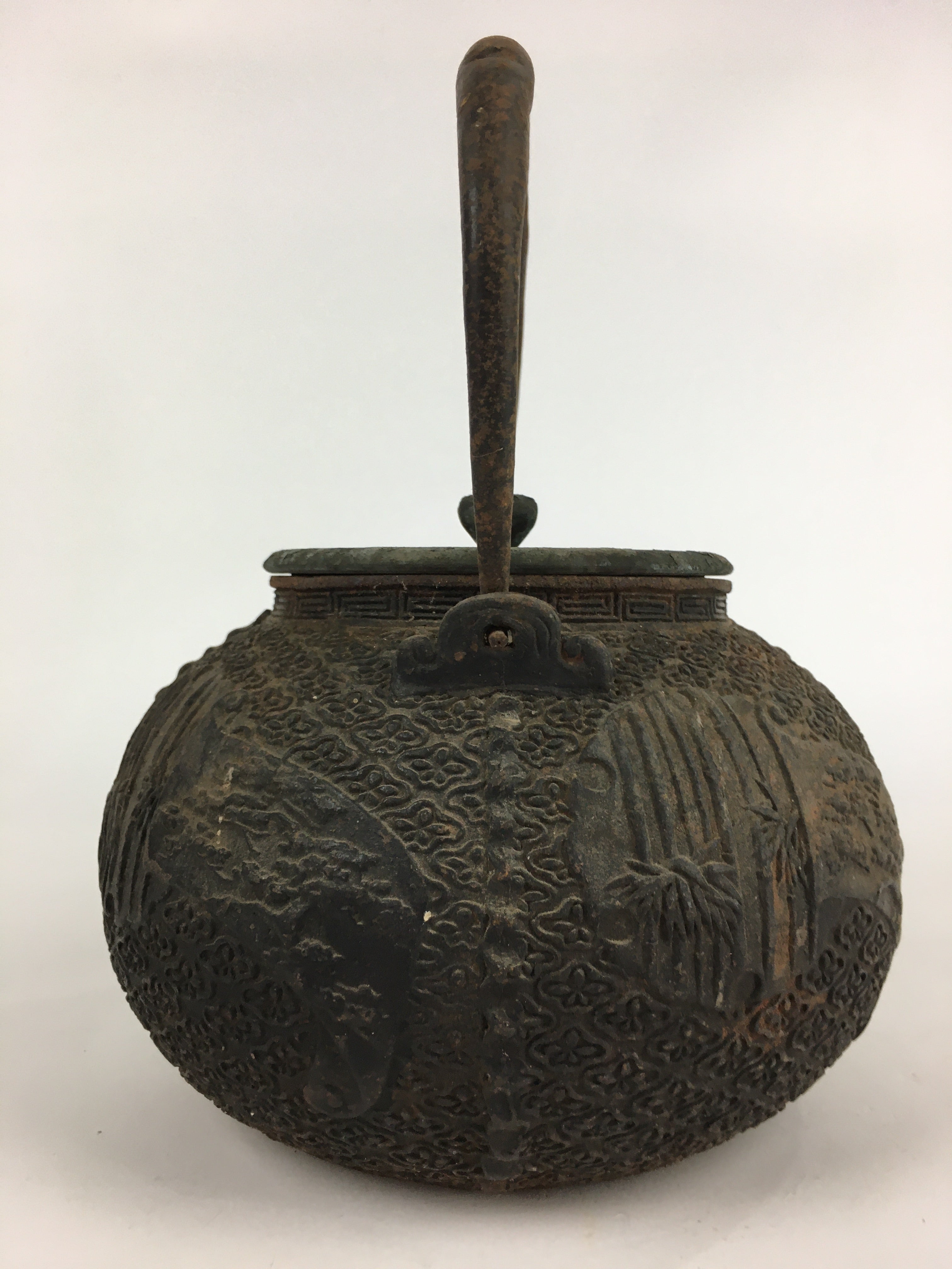 Antique C1900 Japanese Cast Iron Teapot Tetsubin Kettle Nanbu Tekki T98