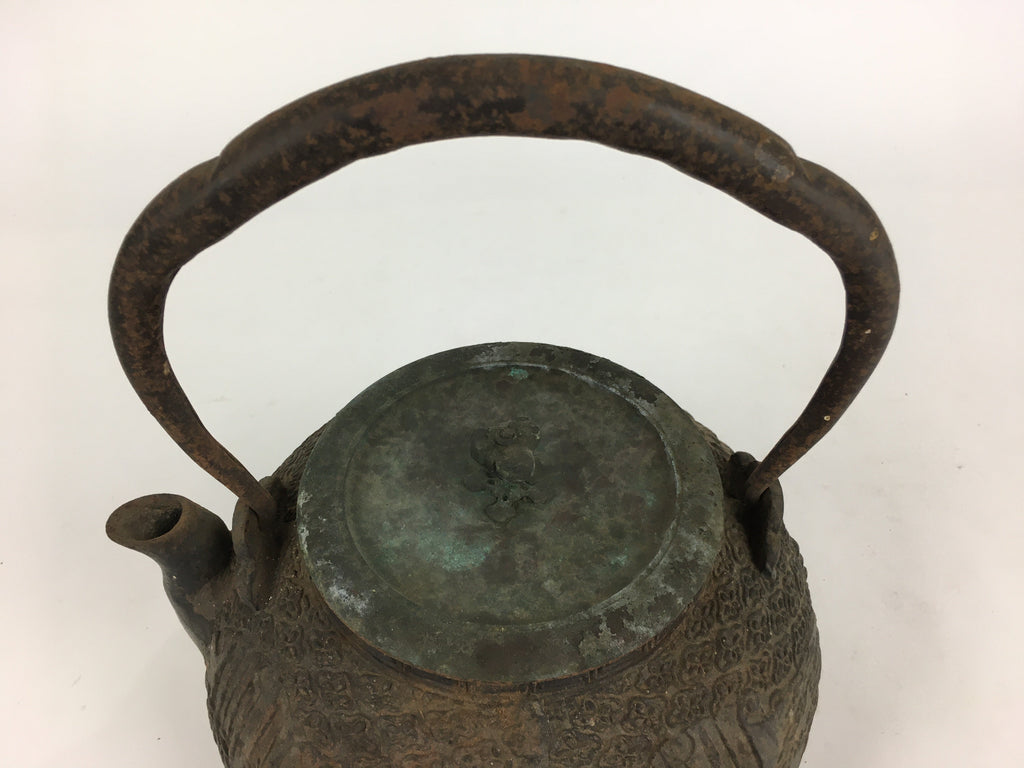 Antique C1900 Japanese Cast Iron Teapot Tetsubin Kettle Nanbu Tekki T98