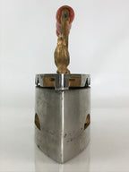 Antique C1900 Japanese Charcoal Sad Cloth Iron Gold Rooster Wood Handle JK440