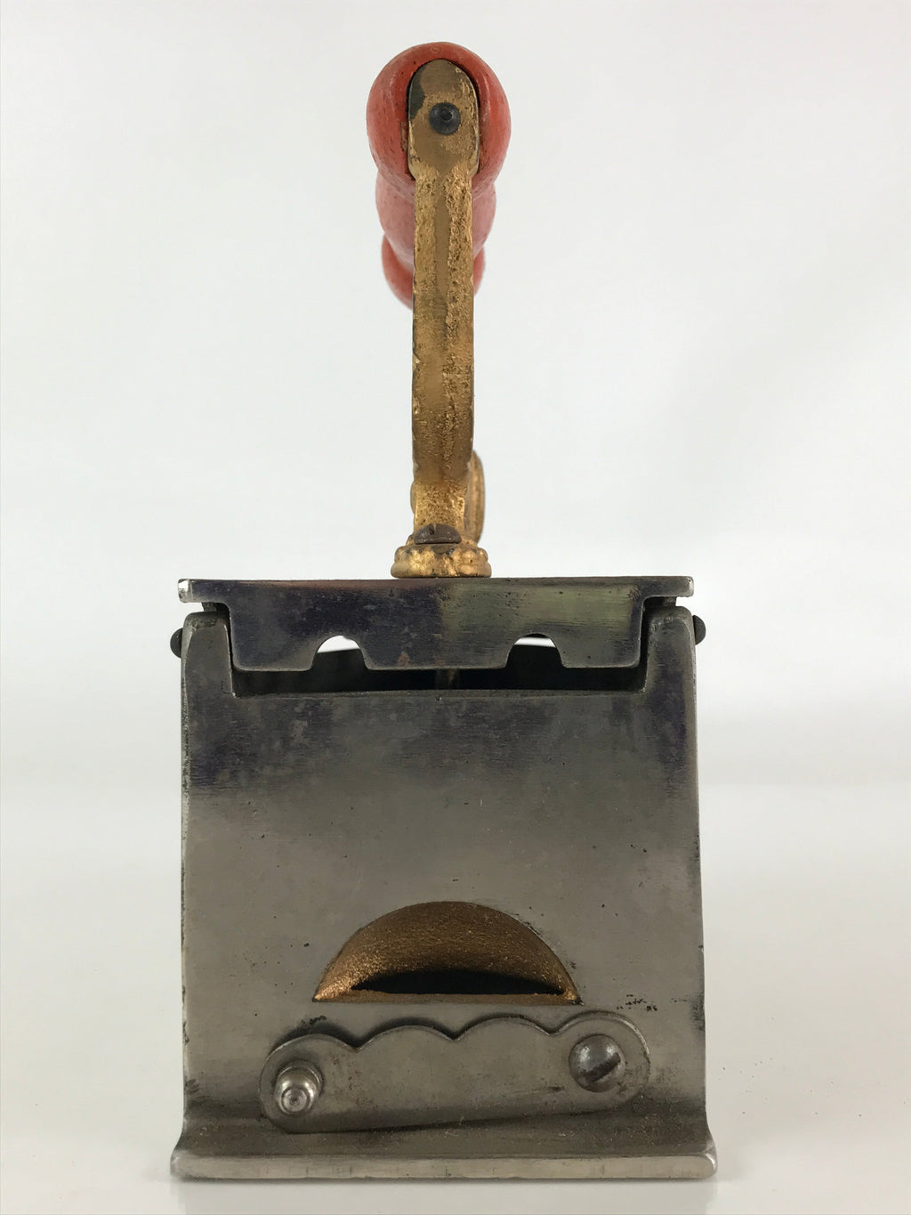 Antique C1900 Japanese Charcoal Sad Cloth Iron Gold Rooster Wood Handle JK440
