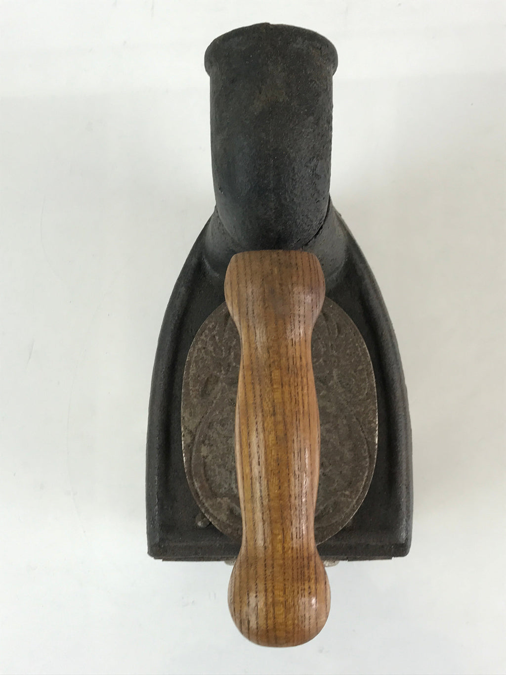 Antique C1900 Japanese Charcoal Sad Cloth Iron Wood Handle Hinoshi JK441