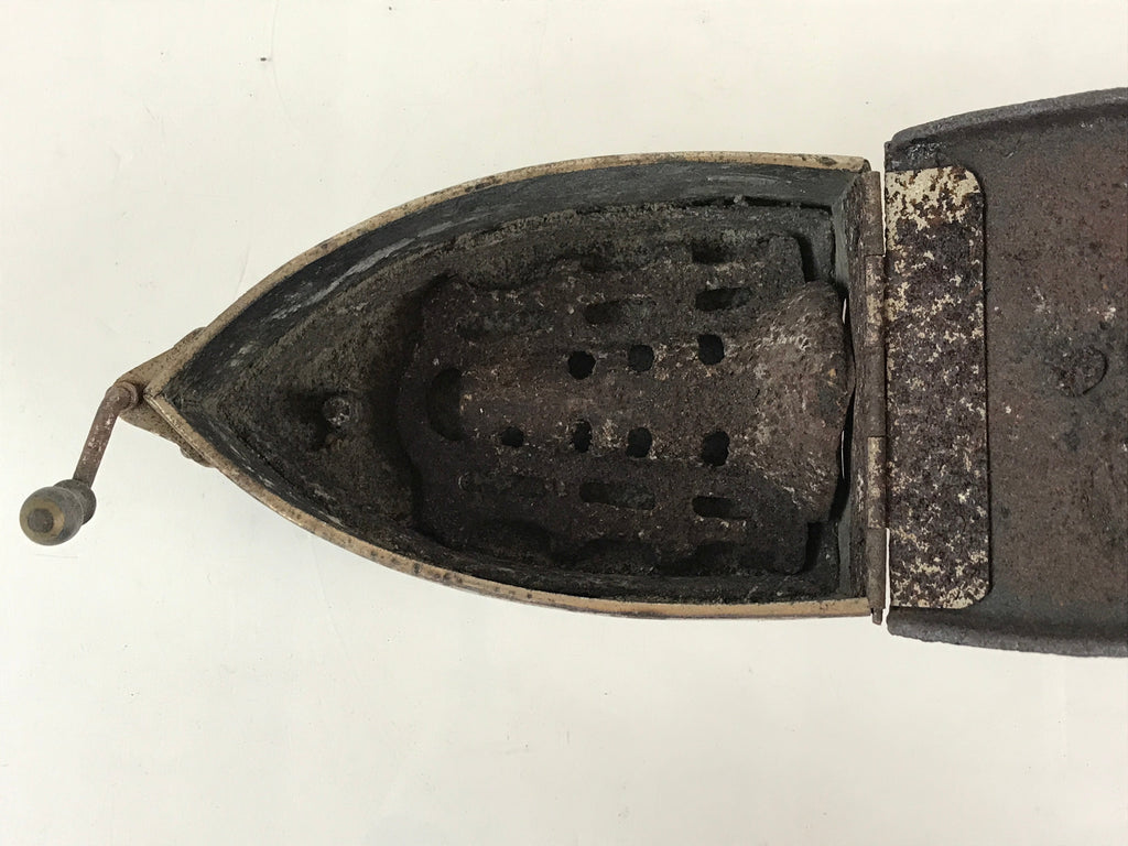 Antique C1900 Japanese Charcoal Sad Cloth Iron Wood Handle Hinoshi JK441