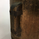 Antique C1900 Japanese Handmade Wooden Rice Bucket Masu Brown JK220